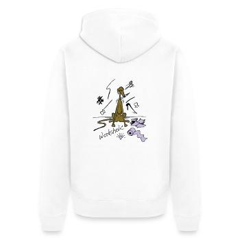 workaholic - Unisex Premium Organic Zip Hoodie - white - Back - Thijin (182cm)