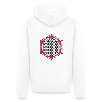 Blume des Lebens - stamp - Lotus - Unisex Premium Bio Zip Hoodie - Weiß - Hinten - Thijin (182cm)
