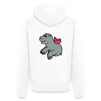 Fliegendes Nilpferd - Unisex Premium Bio Zip Hoodie - Weiß - Hinten - Thijin (182cm)
