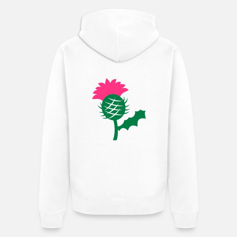 seule fleur de tête de chardon écossais Ecosse - Veste à capuche bio Premium Unisexe - blanc