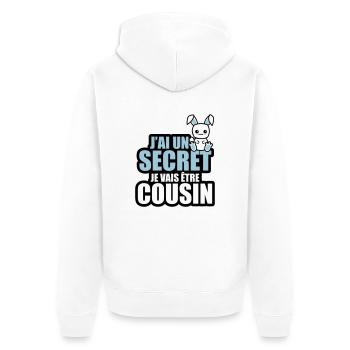 j'ai un secret je vais être cousin - Veste à capuche bio Premium Unisexe - blanc - Dos - Thijin (182cm)