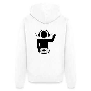DJ - Unisex Premium Bio Zip Hoodie - Weiß - Hinten - Thijin (182cm)
