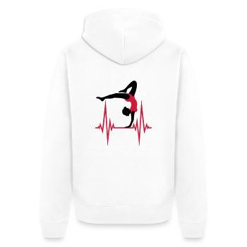 yoga pulse heartbeat frequency woman gymnastics sport - Unisex Premium Organic Zip Hoodie - white - Back - Thijin (182cm)