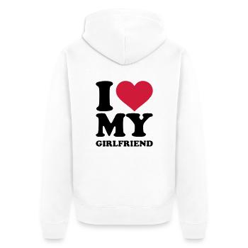 I love my girlfriend - Veste à capuche bio Premium Unisexe - blanc - Dos - Thijin (182cm)
