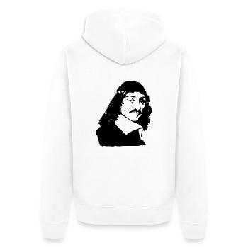 Büstenzeichnung des französischen Philosophen Desc - Unisex Premium Bio Zip Hoodie - Weiß - Hinten - Thijin (182cm)