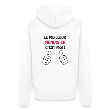 Menuisier / Menuiserie / Bois / Charpentier - Veste à capuche bio Premium Unisexe - blanc - Dos - Thijin (182cm)