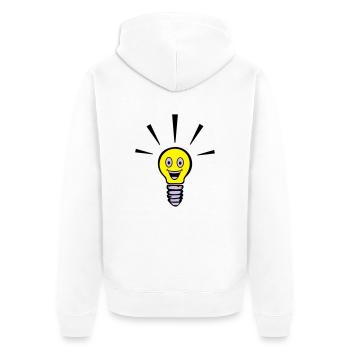 Light bulb with smiley - big idea - Veste à capuche bio Premium Unisexe - blanc - Dos - Thijin (182cm)