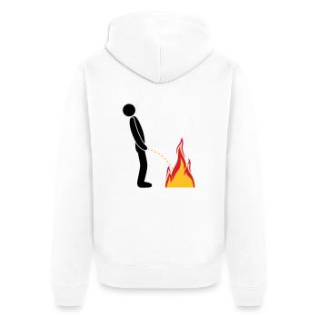 fire extinguish flames hot fire brigade logo in ste - Unisex Premium Organic Zip Hoodie - white - Back - Thijin (182cm)