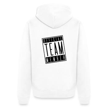team member official - Unisex Premium Bio Zip Hoodie - Weiß - Hinten - Thijin (182cm)