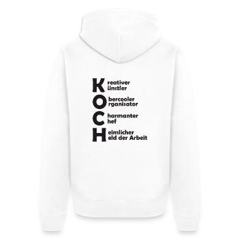 Koch Definition - Unisex Premium Bio Zip Hoodie - Weiß - Hinten - Thijin (182cm)