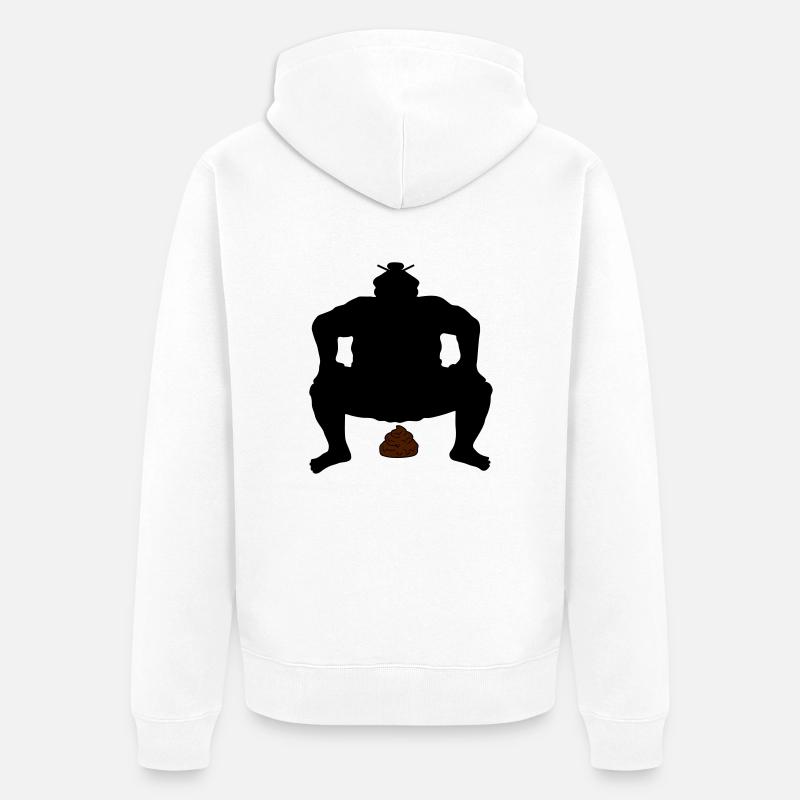Sumo Ringer Häufchen - Unisex Premium Bio Zip Hoodie - Weiß