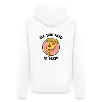 Pizza Pizza - Unisex Premium Bio Zip Hoodie - Weiß - Hinten - Thijin (182cm)