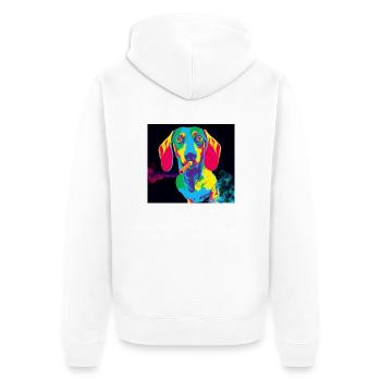 Teckel en smoking - Veste à capuche bio Premium Unisexe - blanc - Dos - Thijin (182cm)
