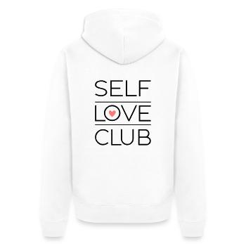 Club d’amour de soi - Veste à capuche bio Premium Unisexe - blanc - Dos - Thijin (182cm)