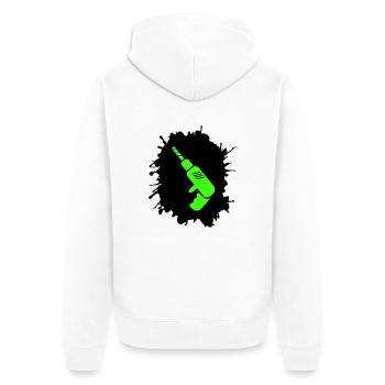 bohrmaschine klecks handwerker - Unisex Premium Bio Zip Hoodie - Weiß - Hinten - Thijin (182cm)