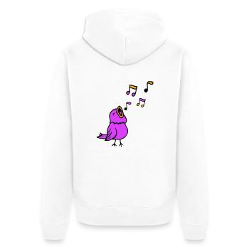 Musical notes: songbird, sparrow, singing, chirping, music - Unisex Premium Organic Zip Hoodie - white - Back - Thijin (182cm)