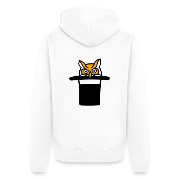 Eule Zylinder Hut Zauberer Magie Trick Zaubertrick - Unisex Premium Bio Zip Hoodie - Weiß - Hinten - Thijin (182cm)