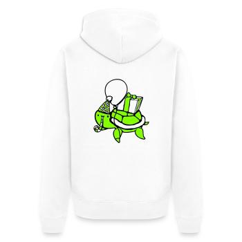 Water Turtle Birthday Party Balloon Hat - Unisex Premium Organic Zip Hoodie - white - Back - Thijin (182cm)