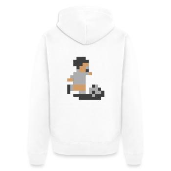 Sensi Pixel Man - Unisex Premium Bio Zip Hoodie - Weiß - Hinten - Thijin (182cm)