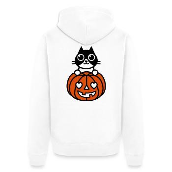 Chat & Citrouille - Veste à capuche bio Premium Unisexe - blanc - Dos - Thijin (182cm)