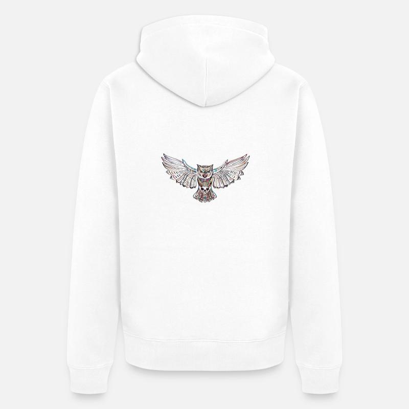 Fliegende Eule - Unisex Premium Bio Zip Hoodie - Weiß