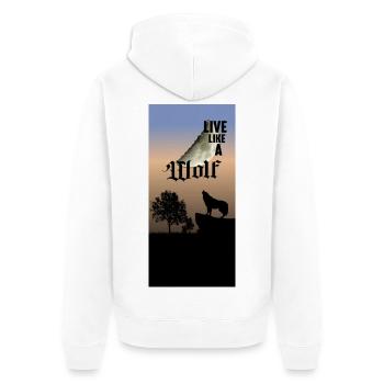 Vivez comme un loup - Veste à capuche bio Premium Unisexe - blanc - Dos - Thijin (182cm)