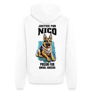 Justice for Nico against animal cruelty - Unisex Premium Organic Zip Hoodie - white - Back - Thijin (182cm)