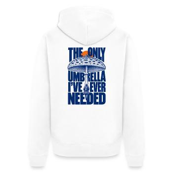Der einzige Regenschirm, den ich gebraucht habe - Unisex Premium Bio Zip Hoodie - Weiß - Hinten - Thijin (182cm)