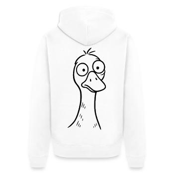 Dumme Gans - Unisex Premium Bio Zip Hoodie - Weiß - Hinten - Thijin (182cm)