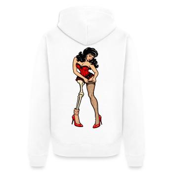 BARES BOUDOIR - Unisex Premium Bio Zip Hoodie - Weiß - Hinten - Thijin (182cm)