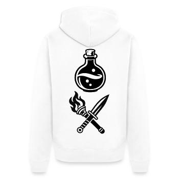Zaubertrank Schwert Gilden Logo - Unisex Premium Bio Zip Hoodie - Weiß - Hinten - Thijin (182cm)