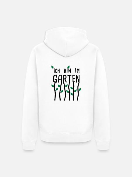 Garten - Ich bin im Garten - Unisex Premium Bio Zip Hoodie - Weiß