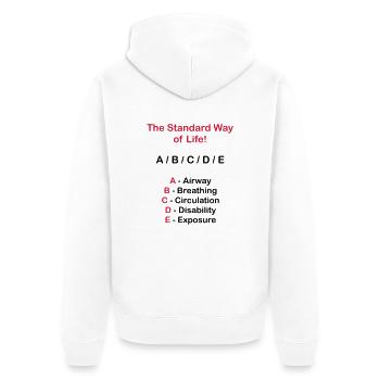 Rettungsdienst ABC Schema - Unisex Premium Bio Zip Hoodie - Weiß - Hinten - Thijin (182cm)