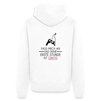 Erste Stunde | Judo Tassen & Zubehör - Unisex Premium Bio Zip Hoodie - Weiß - Hinten - Thijin (182cm)