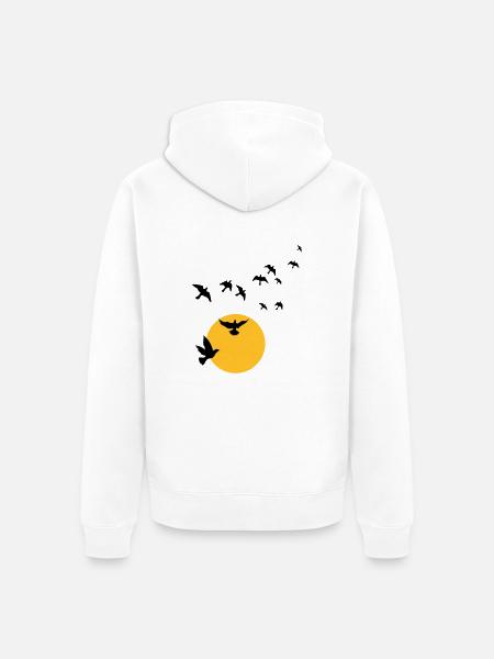 Birds in the sunset - Unisex Premium Organic Zip Hoodie - white
