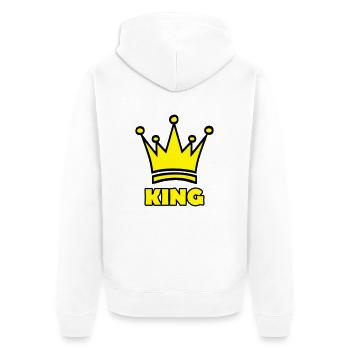 king - Unisex Premium Bio Zip Hoodie - Weiß - Hinten - Thijin (182cm)