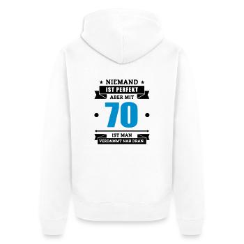 Funshirt 70 - Unisex Premium Bio Zip Hoodie - Weiß - Hinten - Thijin (182cm)