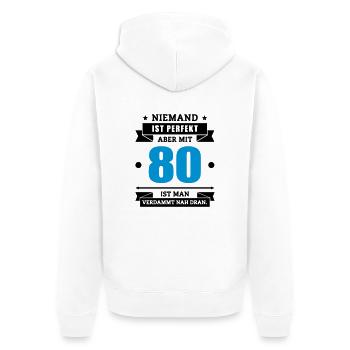 Funshirt 80 - Unisex Premium Bio Zip Hoodie - Weiß - Hinten - Thijin (182cm)