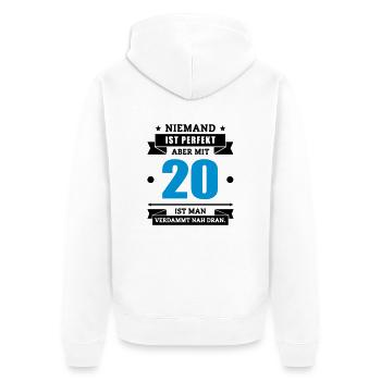 Funshirt 20 - Unisex Premium Bio Zip Hoodie - Weiß - Hinten - Thijin (182cm)
