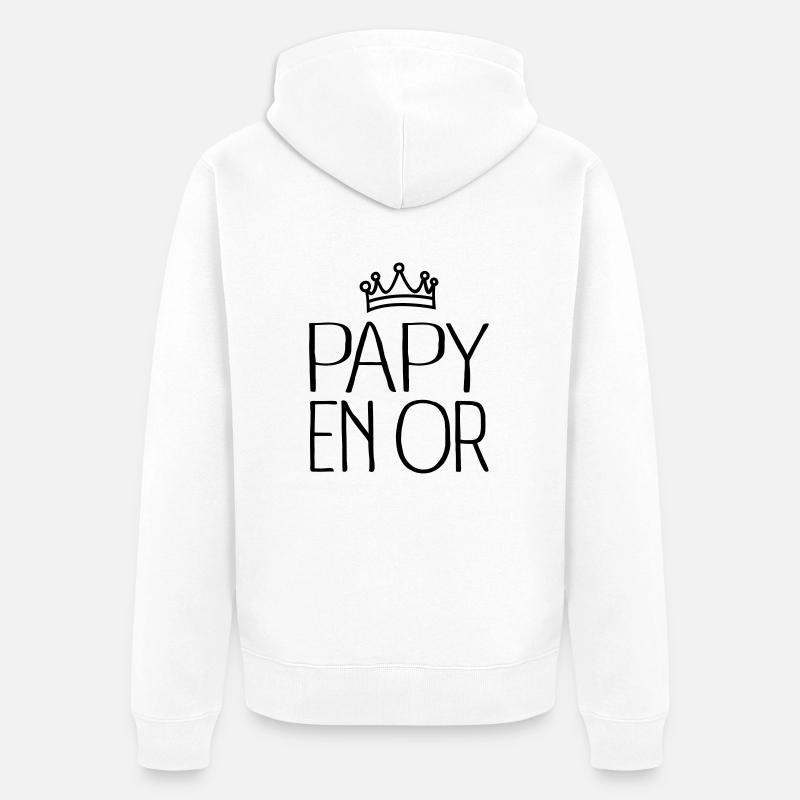 Papy En Or - Veste à capuche bio Premium Unisexe - blanc