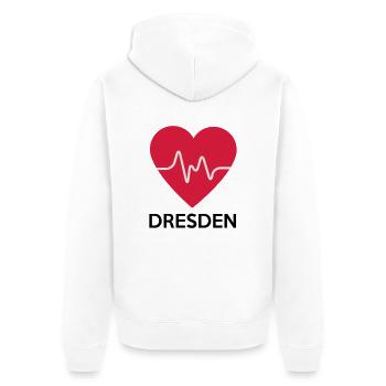 Herz Dresden - Unisex Premium Bio Zip Hoodie - Weiß - Hinten - Thijin (182cm)