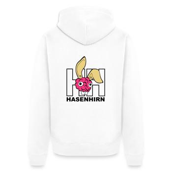 Hasenhirn - Unisex Premium Bio Zip Hoodie - Weiß - Hinten - Thijin (182cm)