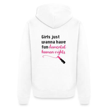 Frauenrechte - Unisex Premium Bio Zip Hoodie - Weiß - Hinten - Thijin (182cm)