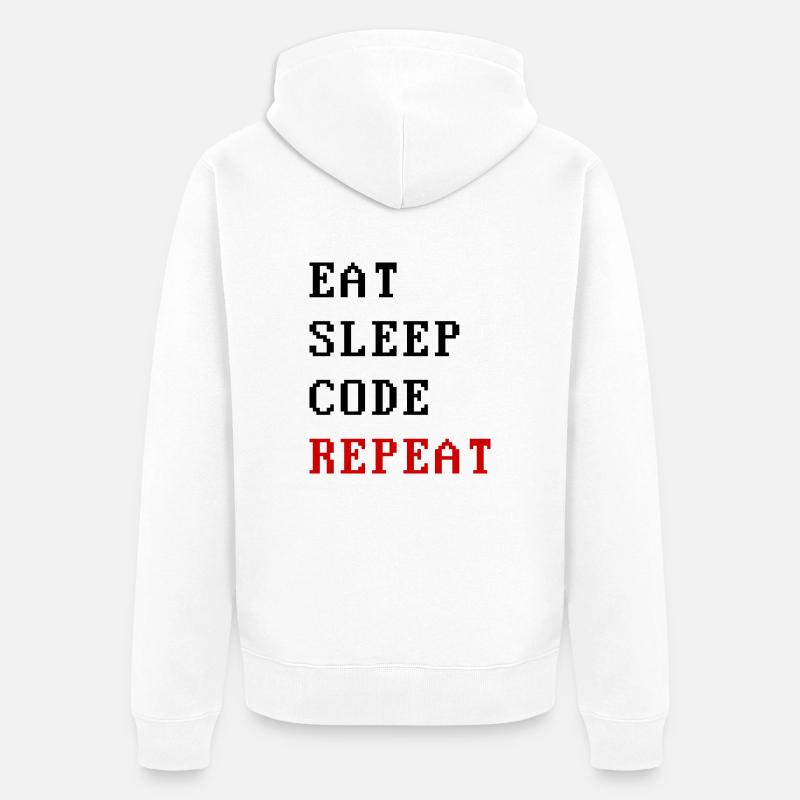 eat sleep code repeat - Unisex Premium Bio Zip Hoodie - Weiß