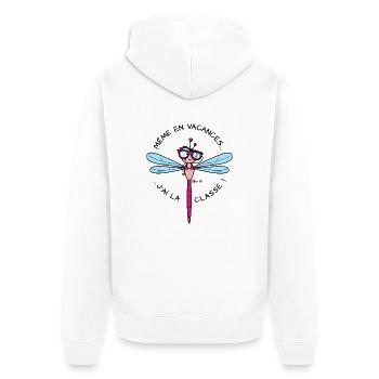 Libellule, Cadeau Instit, J'ai la Classe, Vacances - Veste à capuche bio Premium Unisexe - blanc - Dos - Thijin (182cm)