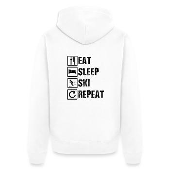 eat-sleep-ski-repeat - Unisex Premium Bio Zip Hoodie - Weiß - Hinten - Thijin (182cm)