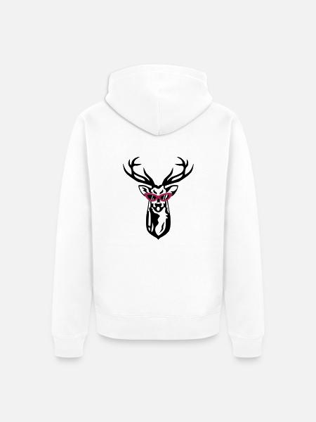 Deer with retro glasses - Unisex Premium Organic Zip Hoodie - white