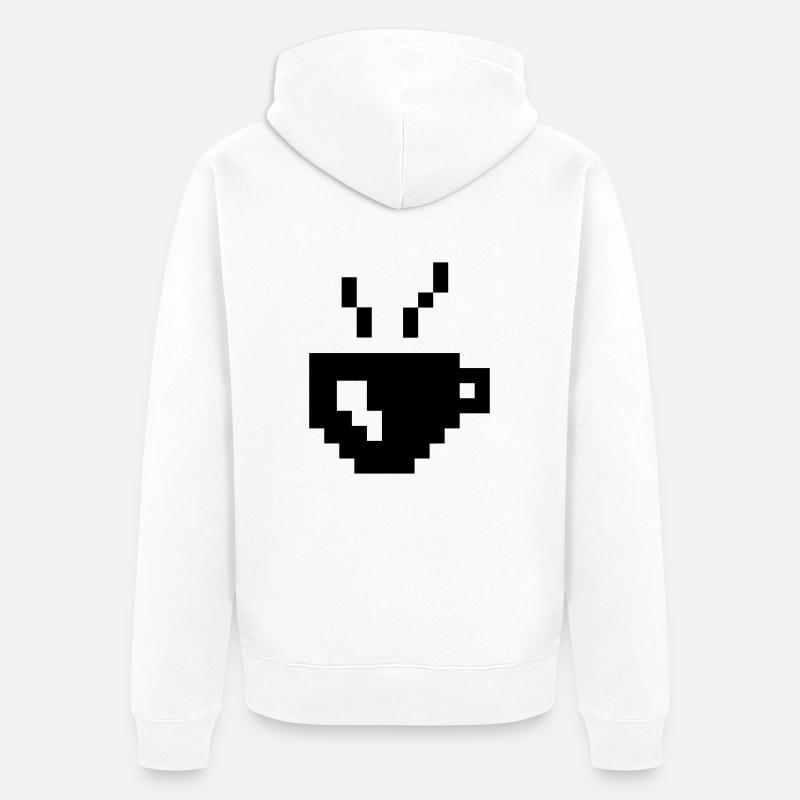 Coffee Pixel - Unisex Premium Bio Zip Hoodie - Weiß