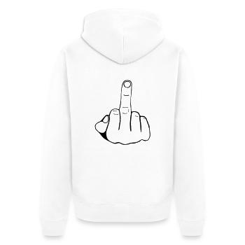MIDDLE FINGER - THE FINGER - FUCK OFF! - Unisex Premium Organic Zip Hoodie - white - Back - Thijin (182cm)