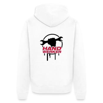 handwerker_logo_f2 - Unisex Premium Bio Zip Hoodie - Weiß - Hinten - Thijin (182cm)